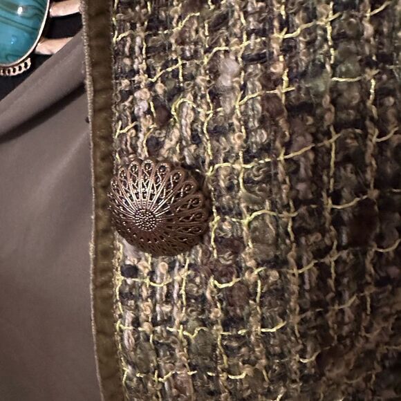 Travel comfort TravelSmith beautiful green tweed velvet trim sz 14 lined EUC - Picture 2 of 16